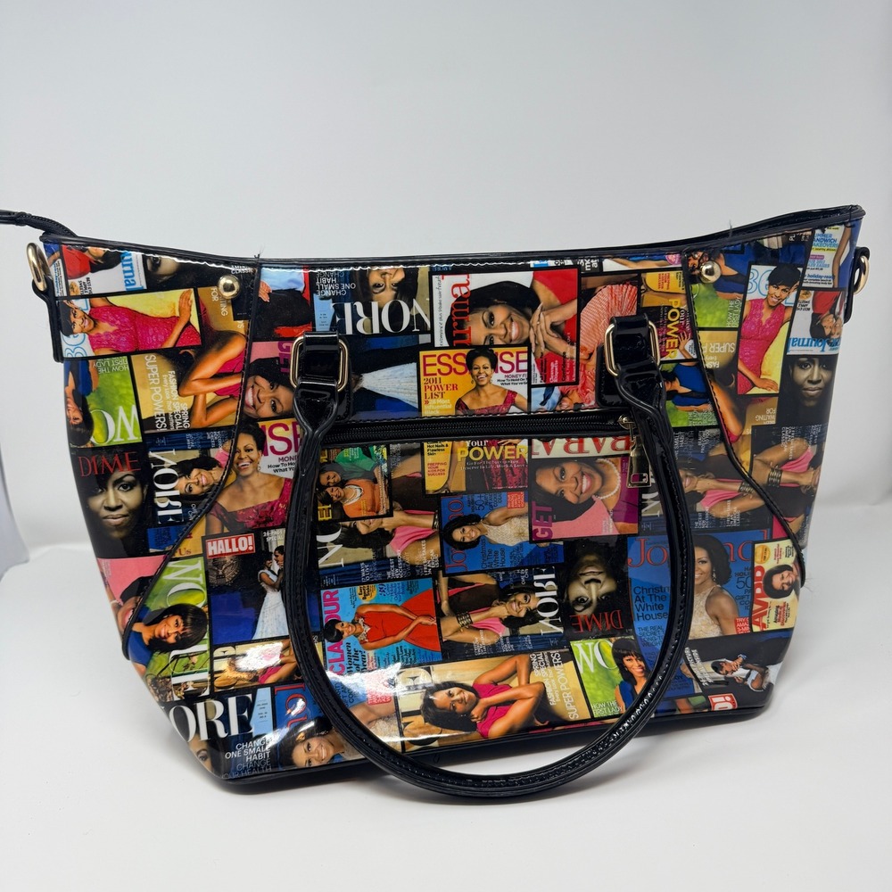 Michelle Obama Magazine‎ Covers College Tote Bag Womens Heart Print Lining